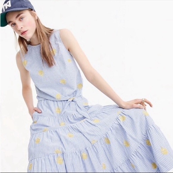 NWT J. Crew Striped Pineapple Embroidered Side-Tie Top Style# J6099 Women's Sz 6 - Picture 2 of 11